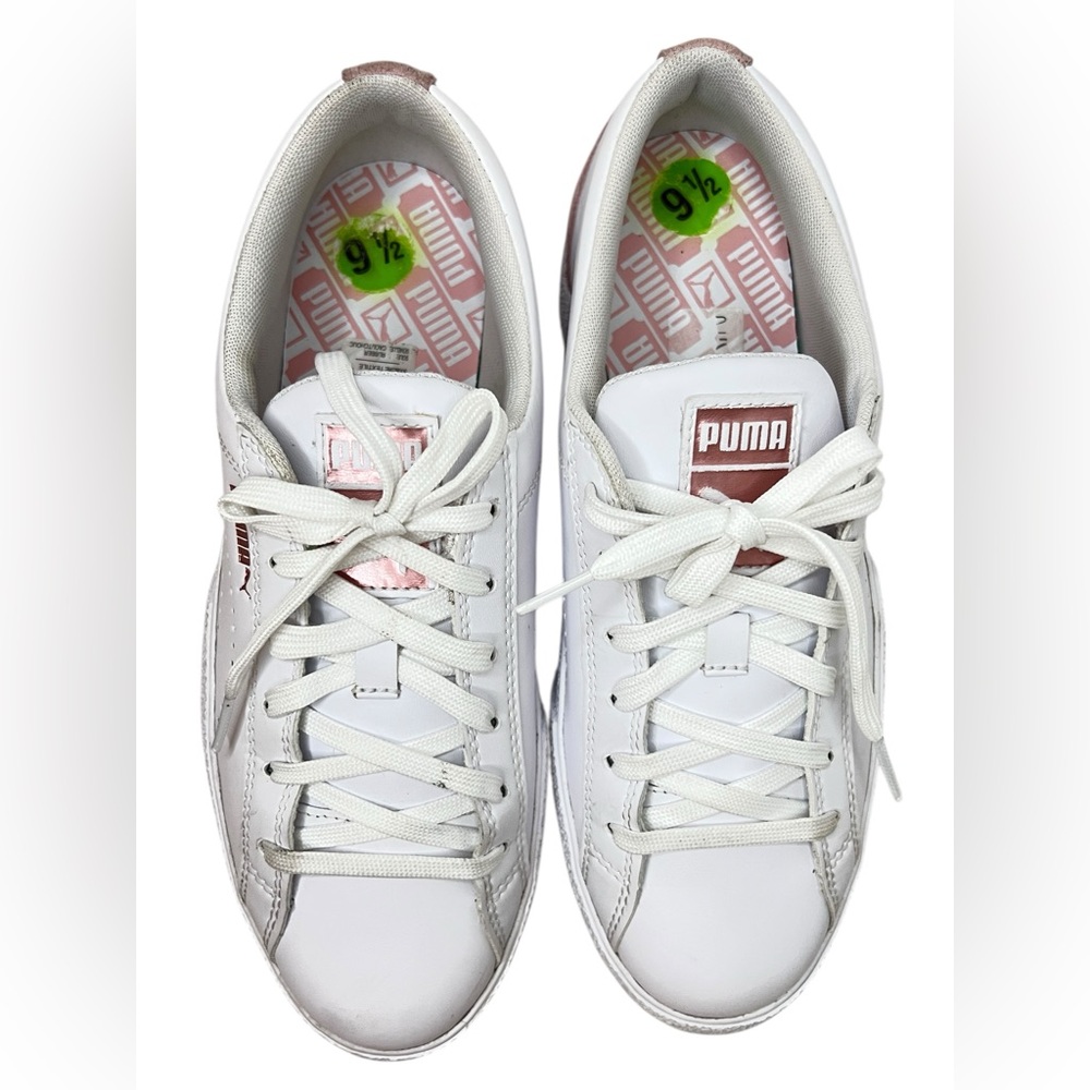 Women White Pink Puma Tennis Snikers Size 9.5 - Picture 2 of 7